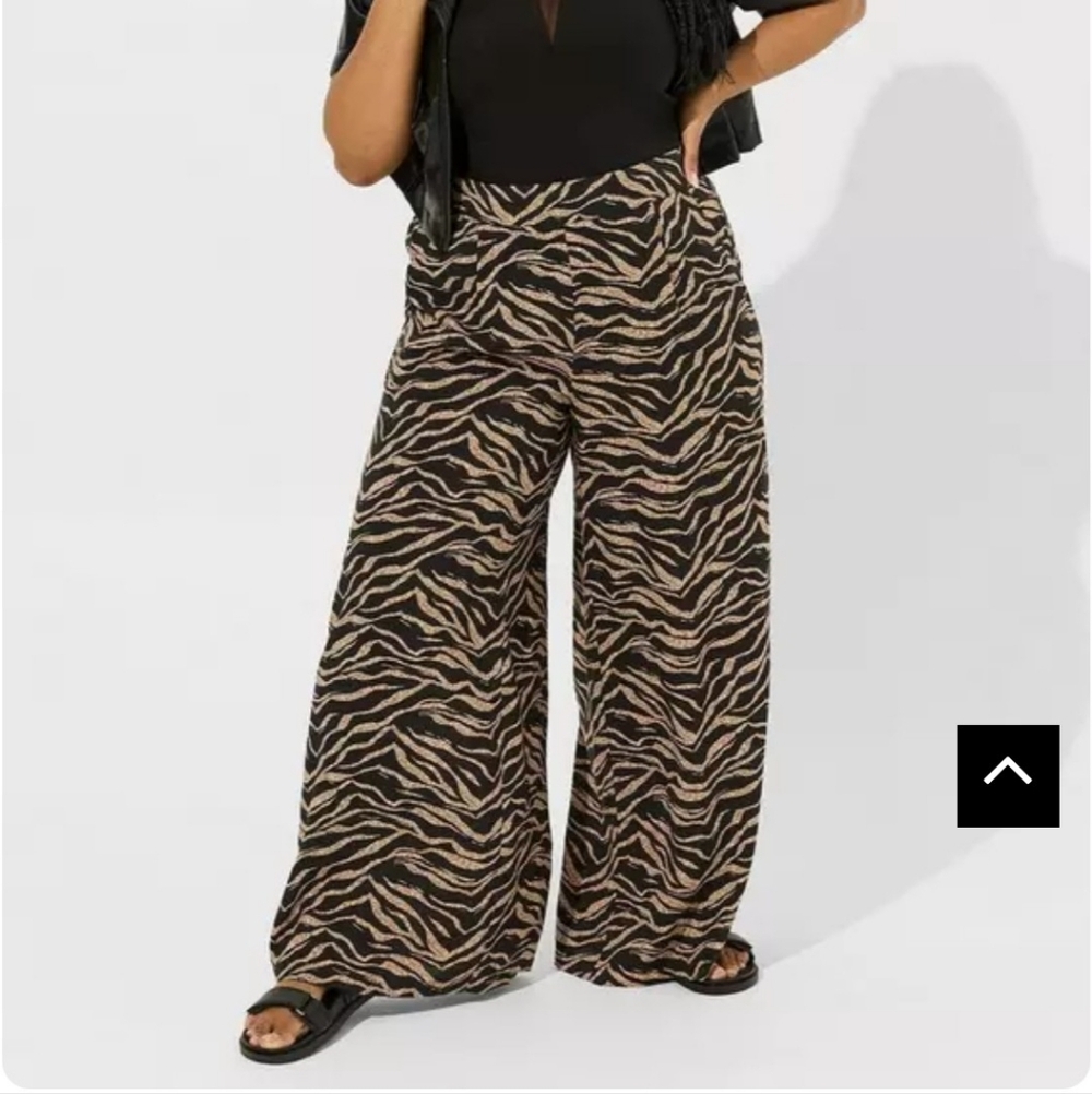 torrid Zebra-Print Pull-On Wide Leg Pants - Brown & Black